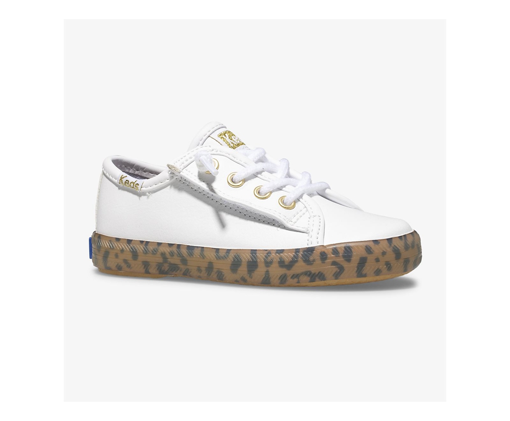 Zapatillas Keds Niños Blancas - Kickstart Leopard Foxing Jr. - 524-DRKMTJ